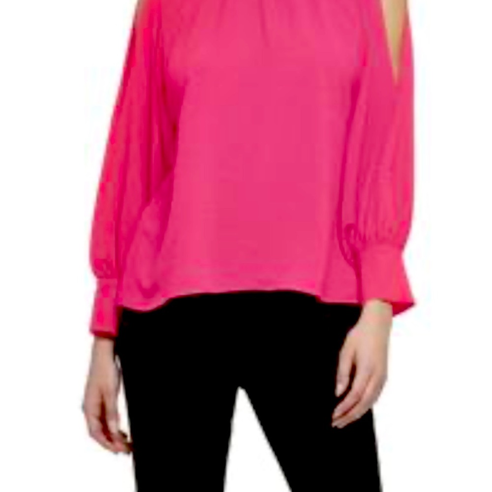 Calvin Klein hot pink cold shoulder blouse